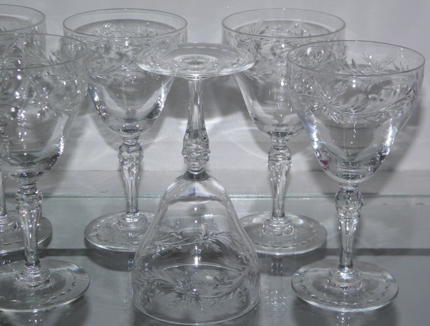 Antique Hawkes Cut Crystal Port Wine Stems Marcella  