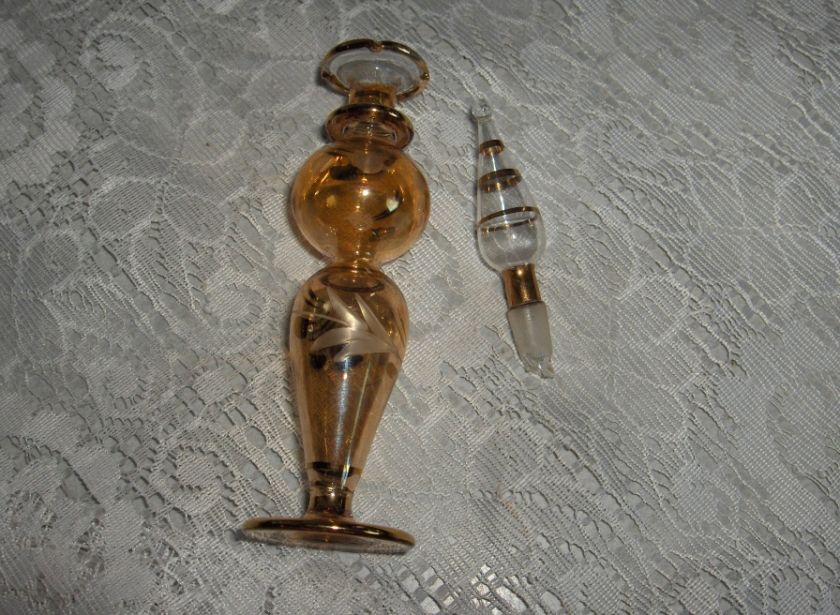 Vintage 4 Murano Venetian Crystal Glass Amber Purple Gold Perfume 