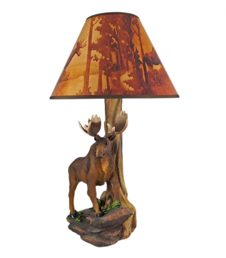 North American Bull Moose Table Lamp w/ Shade  
