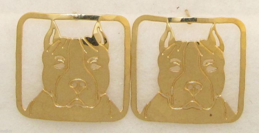 Amstaff Terrier Pit Bull Jewelry Gold Post Earrings  