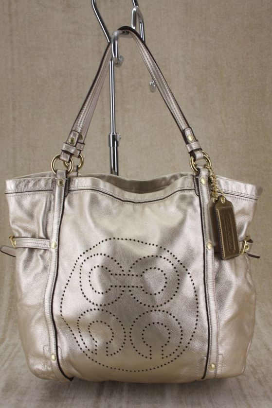 COACH Audrey Leather Andie Cinched Tote Satchel Bag 17064 Metallic 