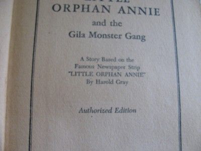 Vintage 1944 Edition Little Orphan Annie & Gila Monster Gang Hardcover 