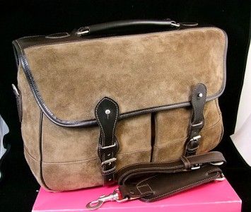   British TUSTING Clipper Bag in Bullrush Kudu Antelope Suede Briefcase