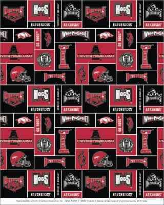 College University of Arkansas Razorbacks Fleece Fabric Print BTY 