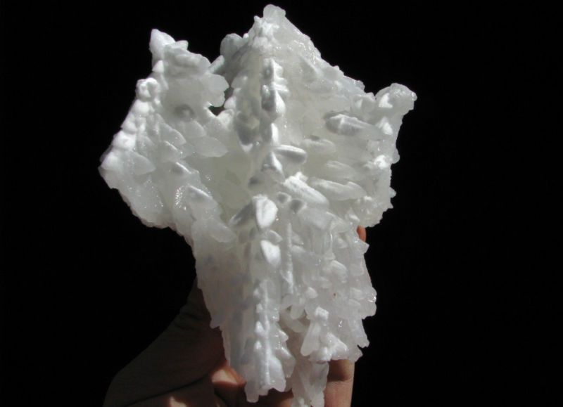 Snow White Aragonite Mineral Crystal Display   