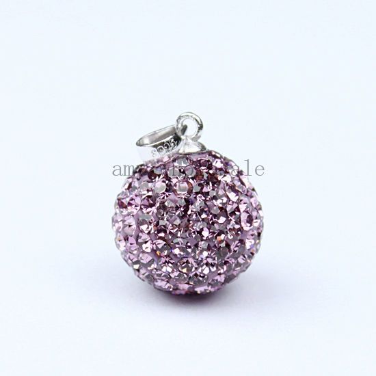 Christmas Gift Czech Crystal Disco Ball 925 Silver Fashion Pendant Fit 