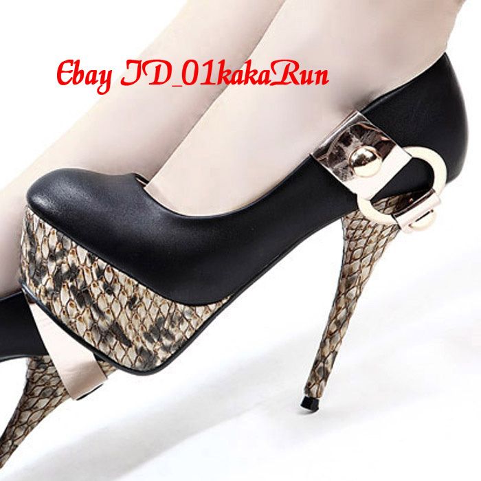 2011 NEW Arrival Womens Buckle Rivets Stiletto Platform Pumps High 