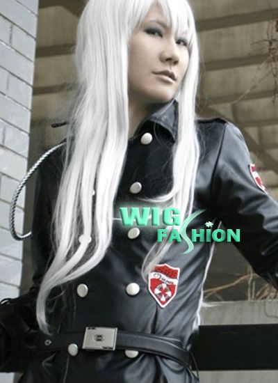 Hitman Reborn Superbi Long Straight White Cosplay Hair Wig  