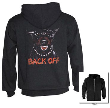 Back Off Zip Up Hoodie Guard dog Doberman attack killer  