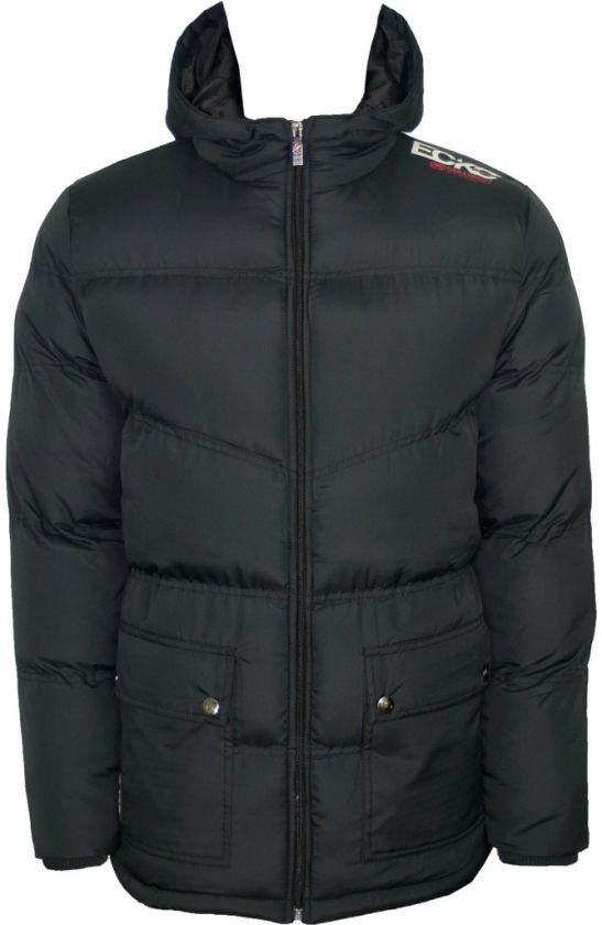 NEW MENS ECKO PADDED FULL ZIP HOODED BLACK QUILTED JACKET size S M L 