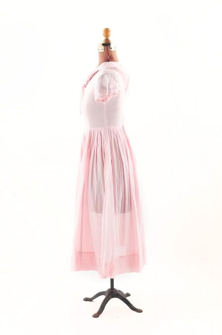   COTTON Baby Doll PINK Sailor Collar Tie Garden Party DRESS XS  