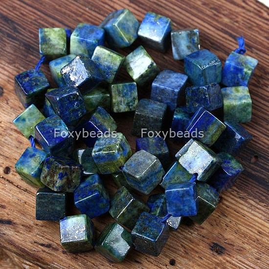 6mm Azurite Malachite Stone Cube Jewelry Loose Beads  