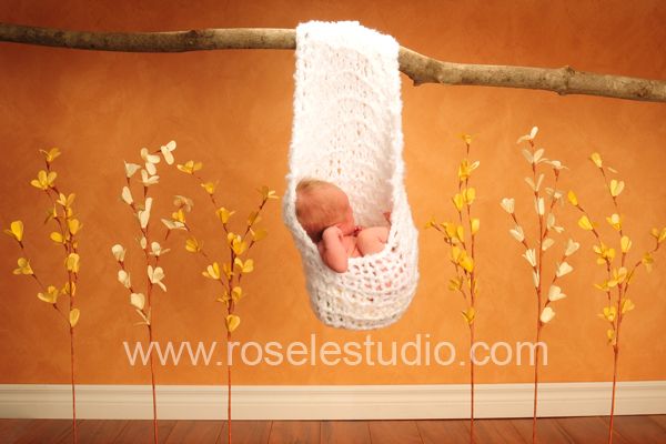 Newborn Baby Knit Photography prop hanging cocoon  