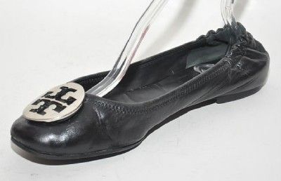 TORY BURCH Reva Black Classic Leather Ballet Flat Women Shoes 10 M 