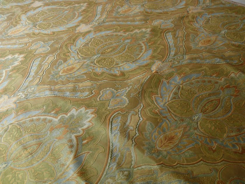 WOW 100%SILK LAMPAS LOTUS CLASS DAMASK CELADON GOLD 10Y  