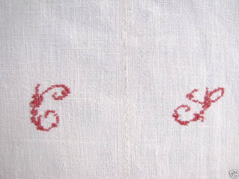 Antique French linen sheet fabric CL bedspread bedcover  