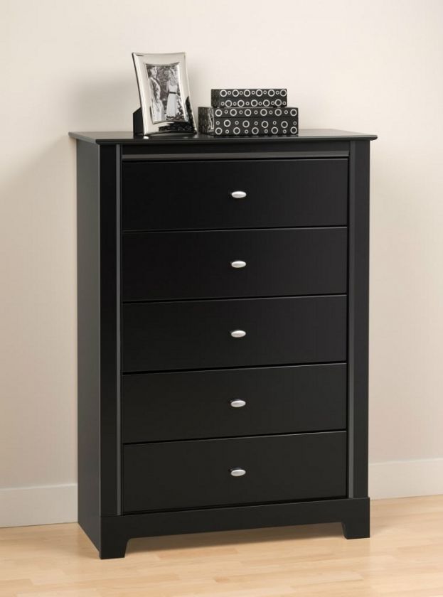 NEW Kallisto Black Five Drawer Bedroom Chest 7 72398 52198 5  