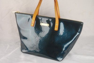 AUTHENTIC LOUIS VUITTON VERNIS BLUE BELLEVUE PM PURSE BAG  