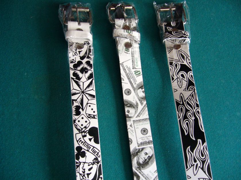 KOOL   ADD A BUCKLE  BELTS3 STYLES, MONEY,SKULL,DICE  