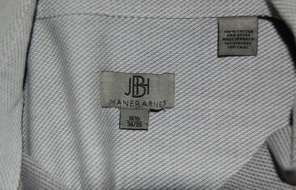 JHANE BARNES JHB GRAY COTTON LS SHIRT MENS 16 1/2 34 35  