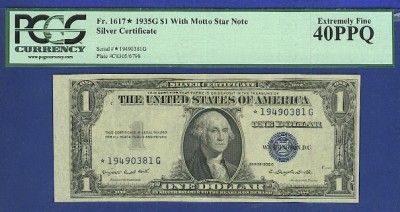 1935G $1 *STAR* / *MOTTO* SCARCE BEAUTIFUL Silver Certificate  