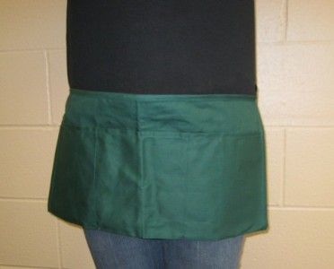   RESTAURANT 3 POCKET WAITER/WAITRESS SERVER WAIST APRON HUNTER GREEN