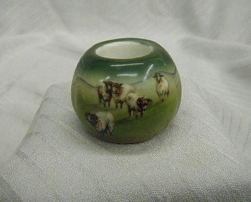 Antique Royal Bayreuth Porcelain Sheep in Pasture Match Holder Striker 