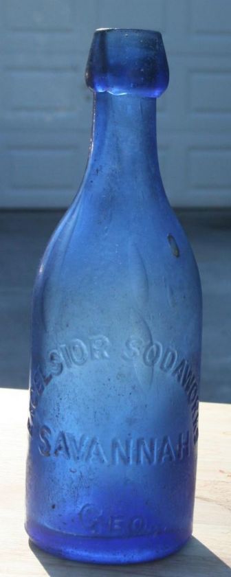 Cobalt Blue 1866 John Ryan Savannah GA Soda Bottle GREAT CONDITION 