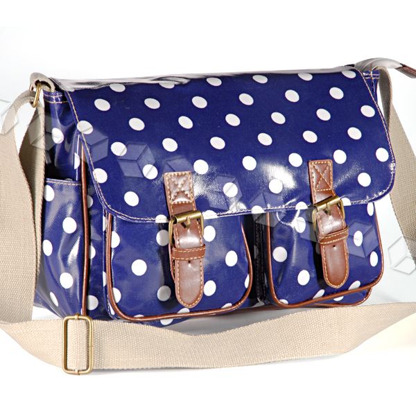   Oilcloth Polka dots Cross Body Saddle Bag Satchel Shoulder Messenger