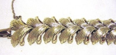 Vintage Coro Silver Tone Leaf Bracelet  