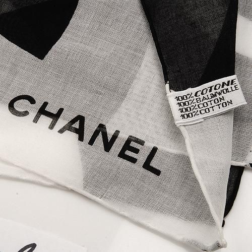 CHANEL Cotton Scarf LOGO 52x62 RET $616 New  