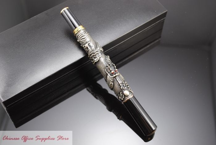 JINHAO Antique Silver Chinese Dragon Rollerball Pen New  