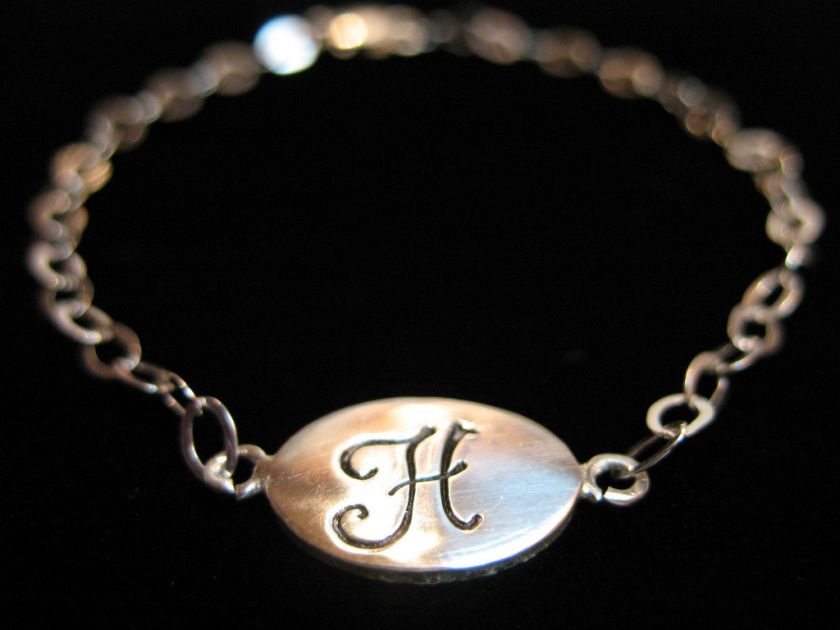 Sterling Silver Personalized Monogram Oval Bracelet or Anklet H 