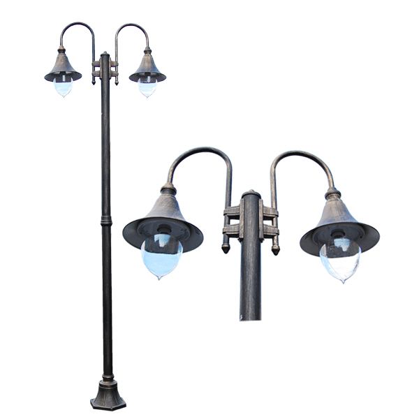 Golden Black 2Lights Outdoor Post Light Lighting 847263081700  