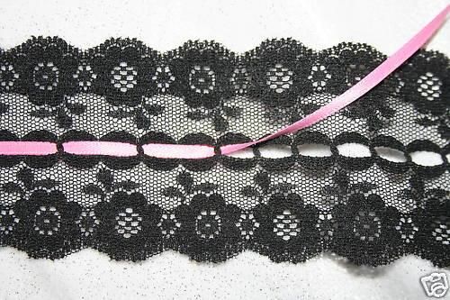 yards BLACK INSERTION doll Lace ribbon TRIM 2.5  