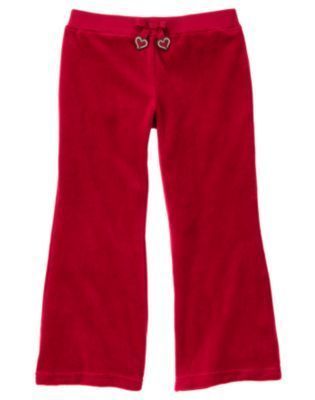 Gymboree NWT Girls Alpine Sweetie New size 10 Heart Red Velour Pants 