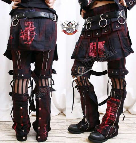 RUSTY LARP ROBOT Punk 5 POUCH Kilt+Shorts+Suspender L  