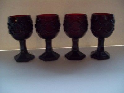 AVON 1876 CAPE COD COLLECTION Ruby Red Pressed Glass Wine Glass 4 1 