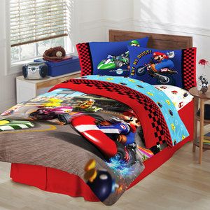 NINTENDO SUPER MARIO DUVET SHEET & CURTAINS SINGLE BED  