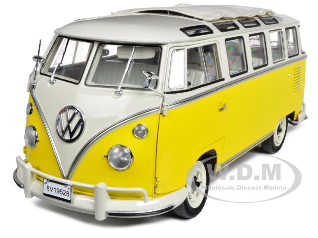   VOLKSWAGEN SAMBA BUS YELLOW/WHITE 1/12 DIECAST MODEL BY SUNSTAR 5077