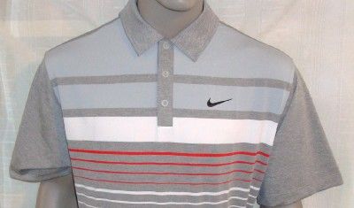 XL 2011 Nike Golf UV Bold Strp Tour Logo Polo Shirt GR  