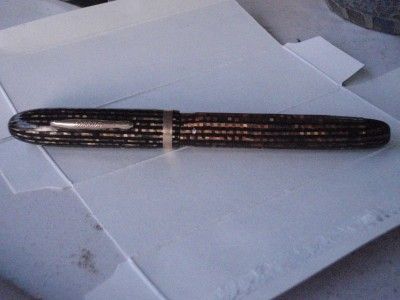   CUSHION POINT PEN GOLDEN BROWN BLACK STRIATED 14 LK NIB LARGE SIZE