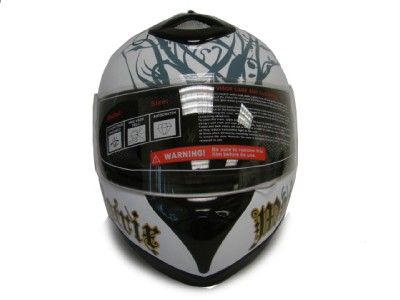 WHITE ROYAL FULL FACE MOTORCYCLE HELMET STREET BIKE ~M  