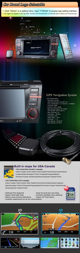 D5102U Eonon Car GPS 7 HD LCD Digital Navigation iPod DVD Player for 