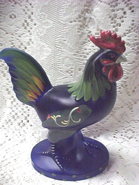 Fenton Standing ROOSTER Cobalt 5257 TO Handpainted 2010  