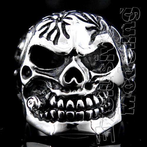 Smoking Crack Head Skull Metal Steel Rings US10 MENS  