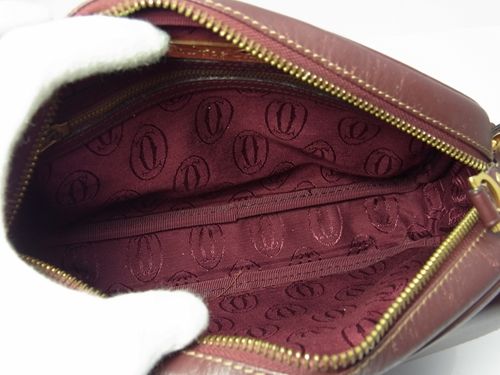 Cartier Authentic Shoulder Tote Bag Purse Auth Leather Red  