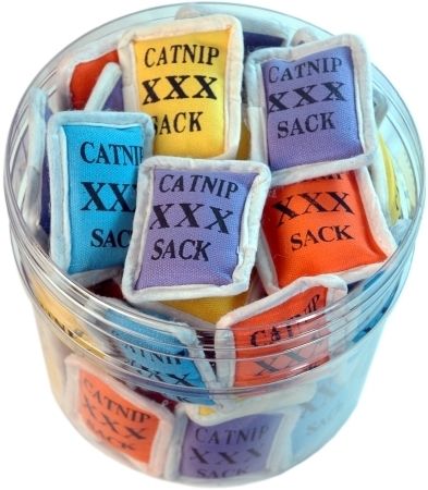 CATNIP SACKS CAT TOYS   Asst Colors Canvas Plush Catnip Cat Kitten 