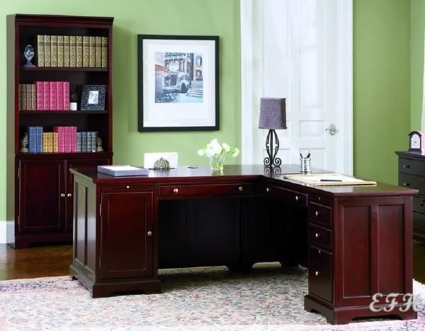 GENOVA EXECUTIVE CHERRY WOOD L SHAPE HOME OFFICE DESK  