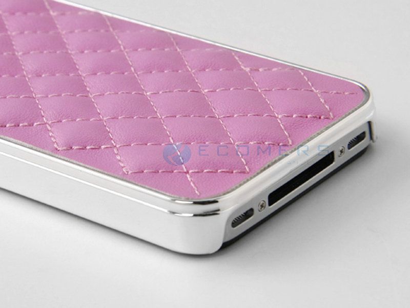   Leather Chrome Case Cover For iPhone 4 4S + Screen Film Pik  